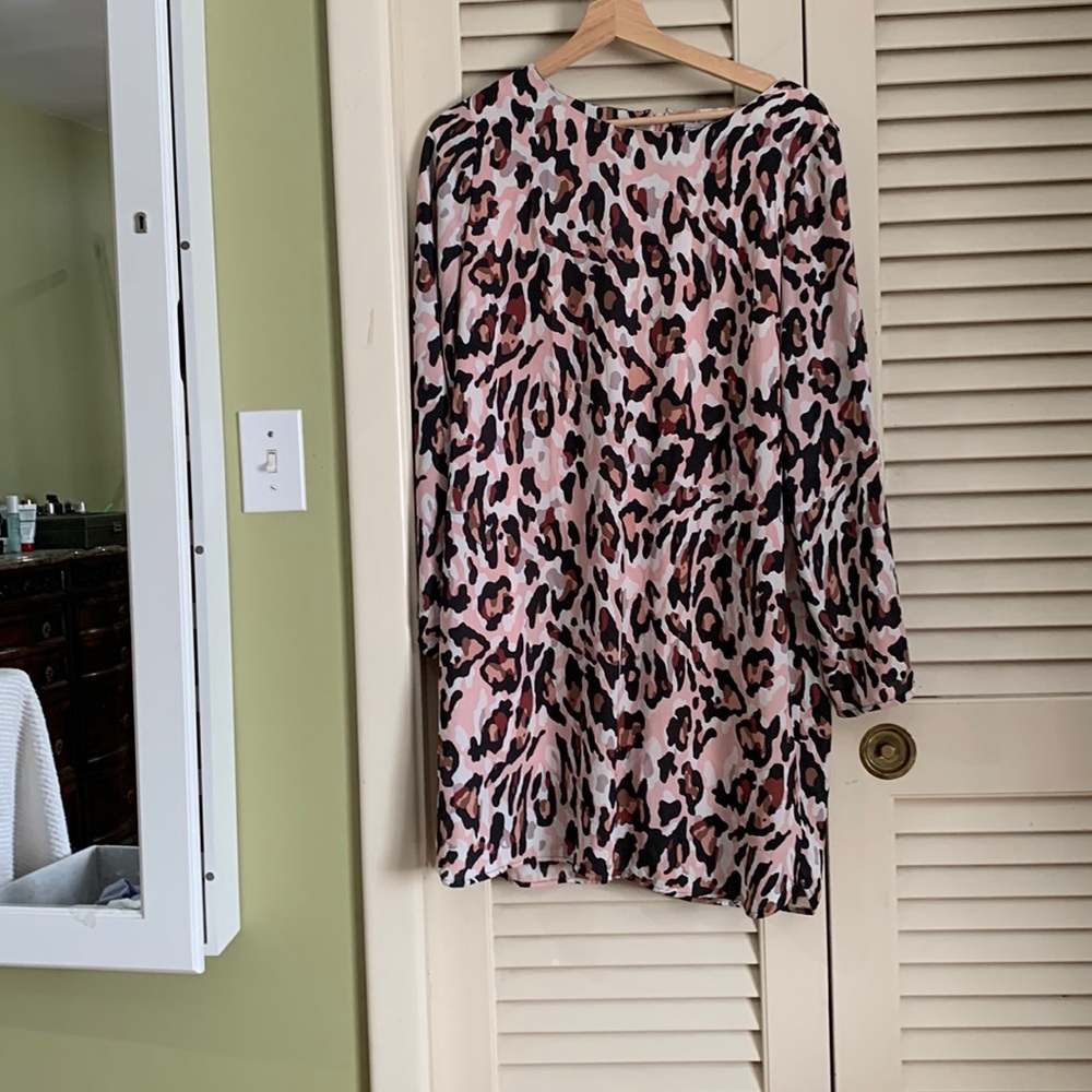 Pink Leopard Print Patterned Dress - image 1
